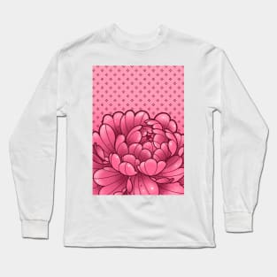 cute pink peony with wallpaper background Long Sleeve T-Shirt